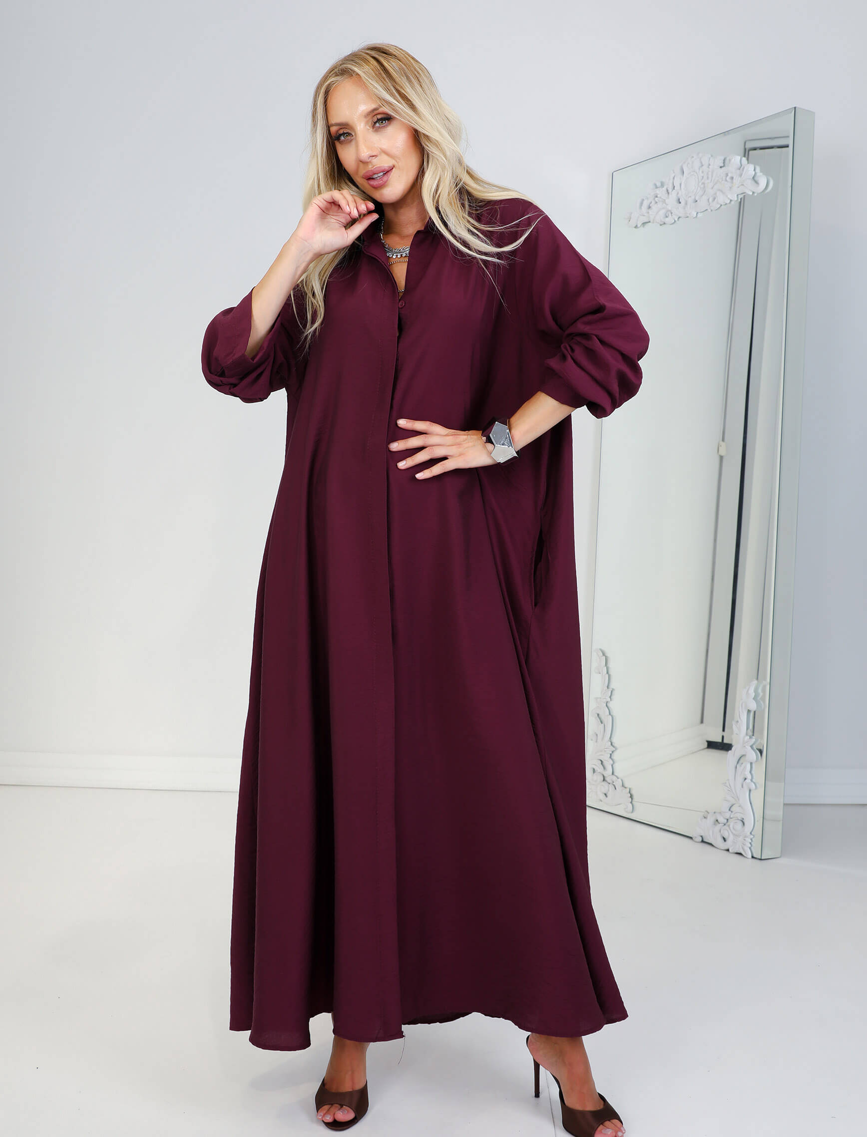 Vişne Kemerli Rosso Elbise - Görsel 2