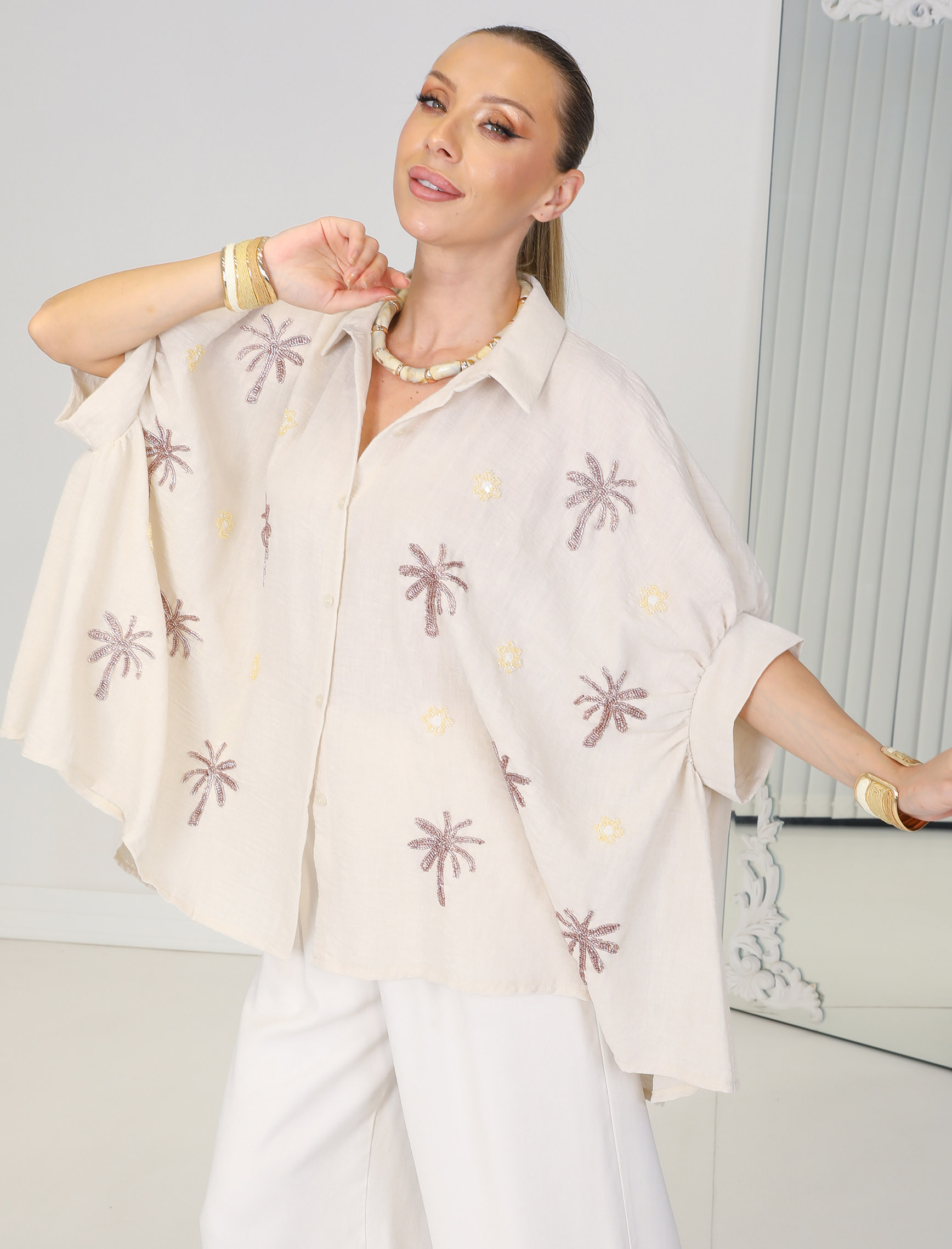 Taş Palm Oversize Gömlek