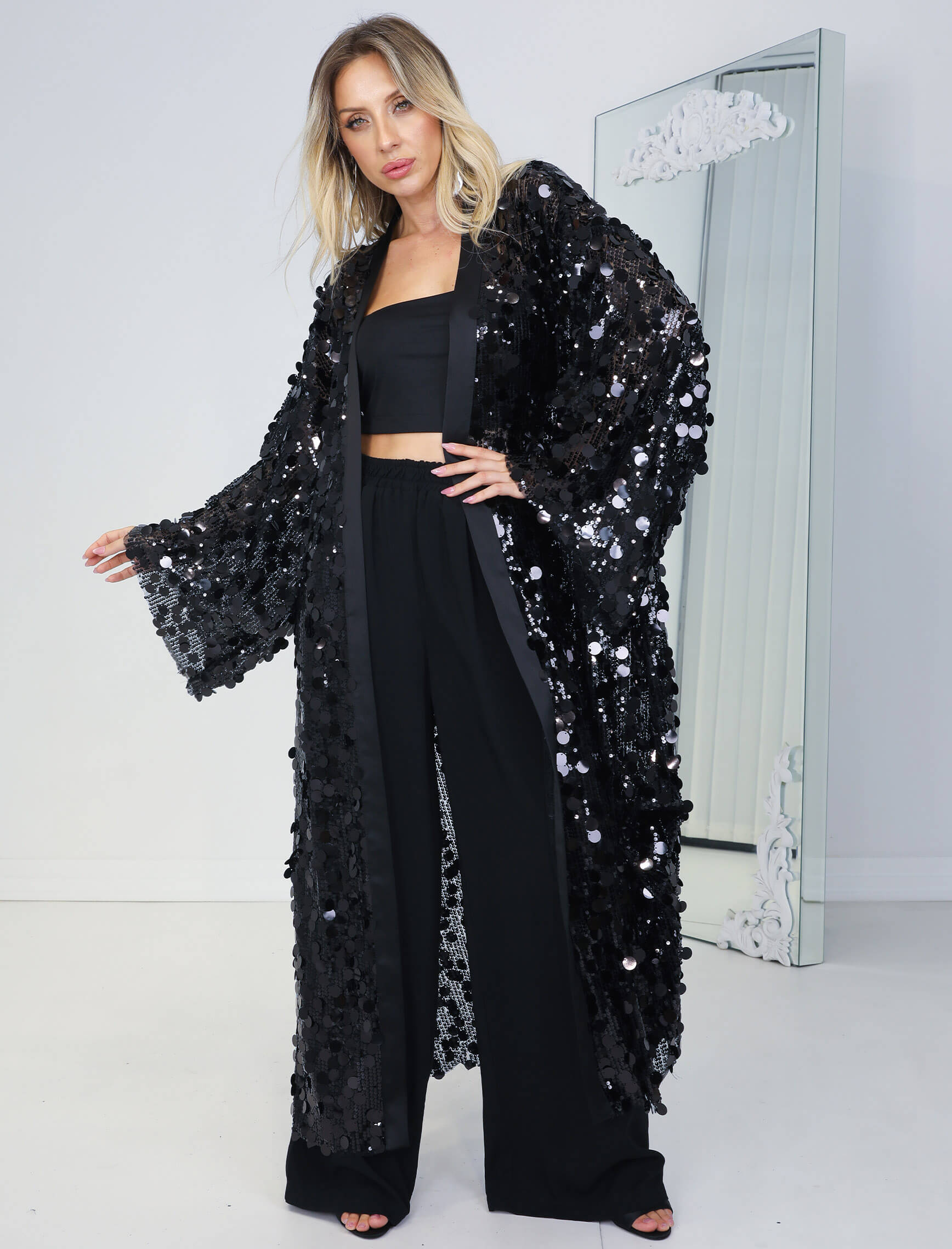 Siyah Payet Miste Kimono
