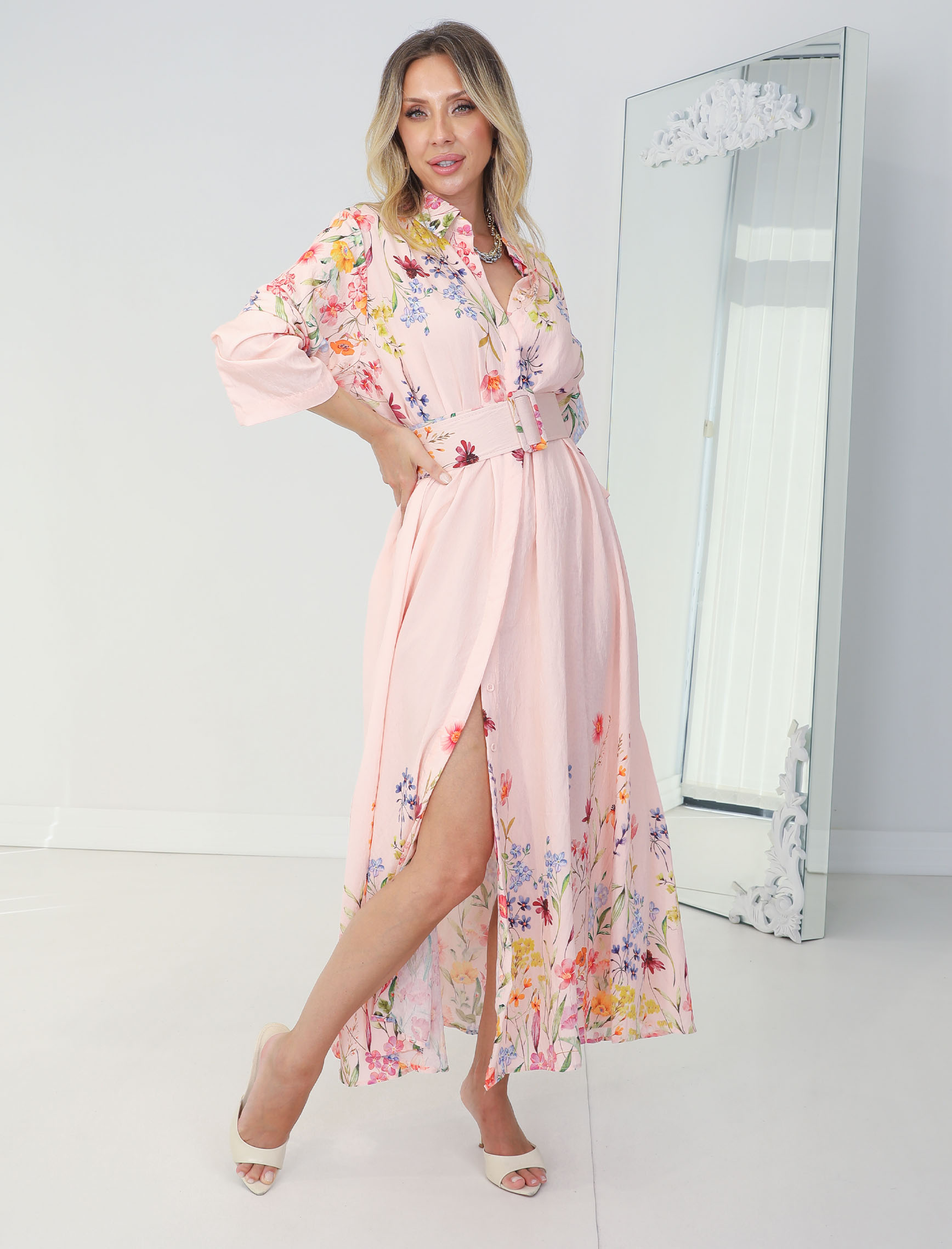 Pembe Magnolia Elbise - Görsel 5