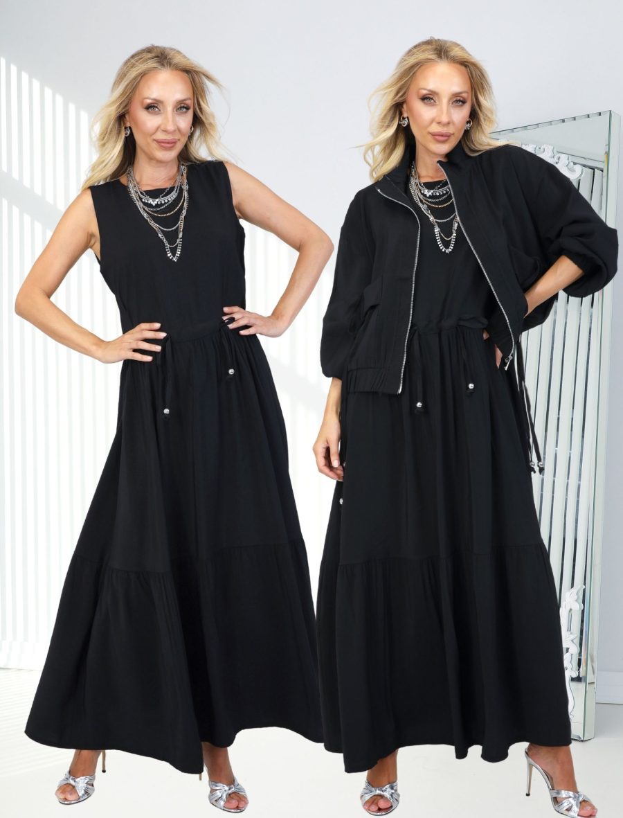 Siyah Felicia Elbise Bomber Takım
