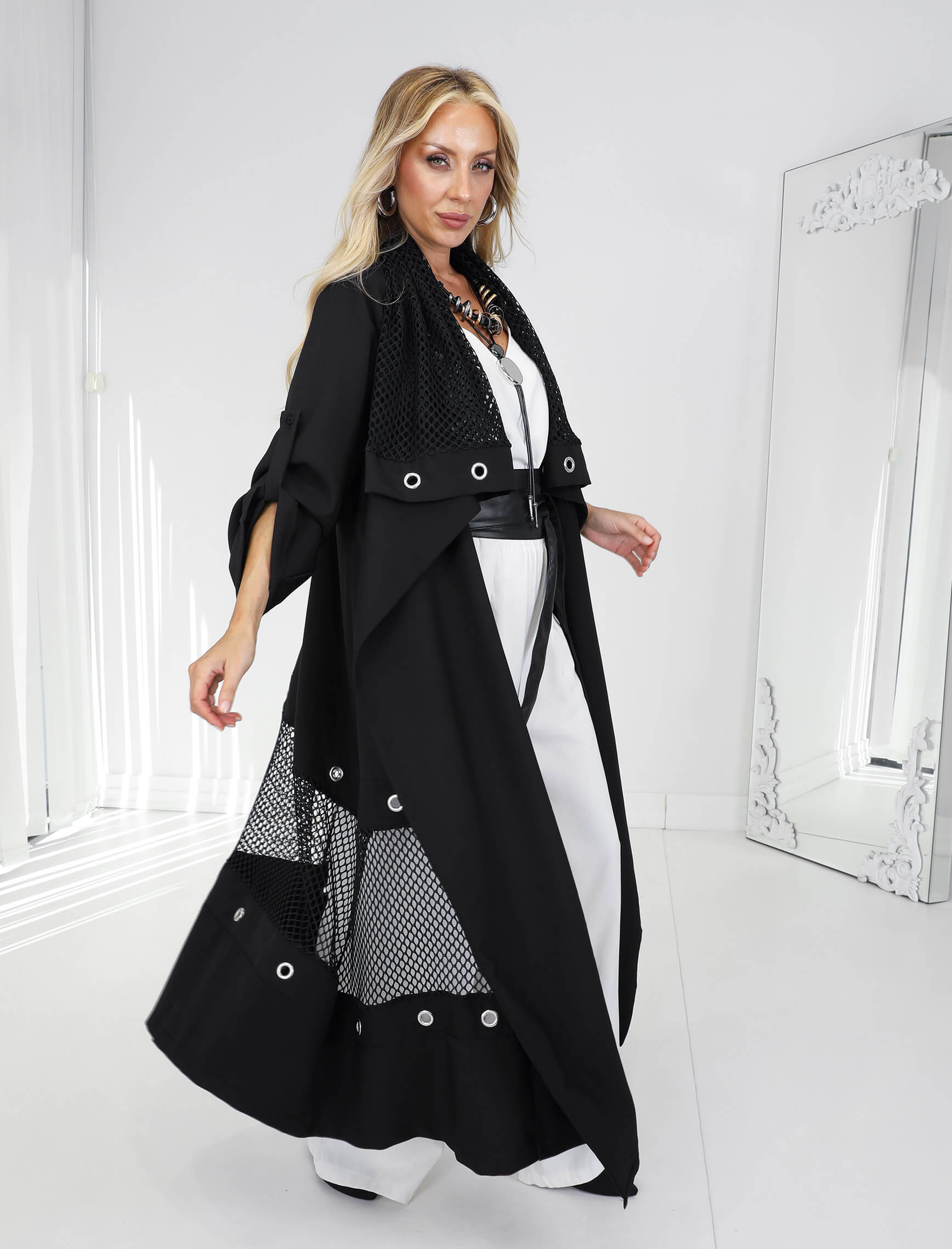 Kuş Gözü Tasarım Olive Trench - Görsel 5