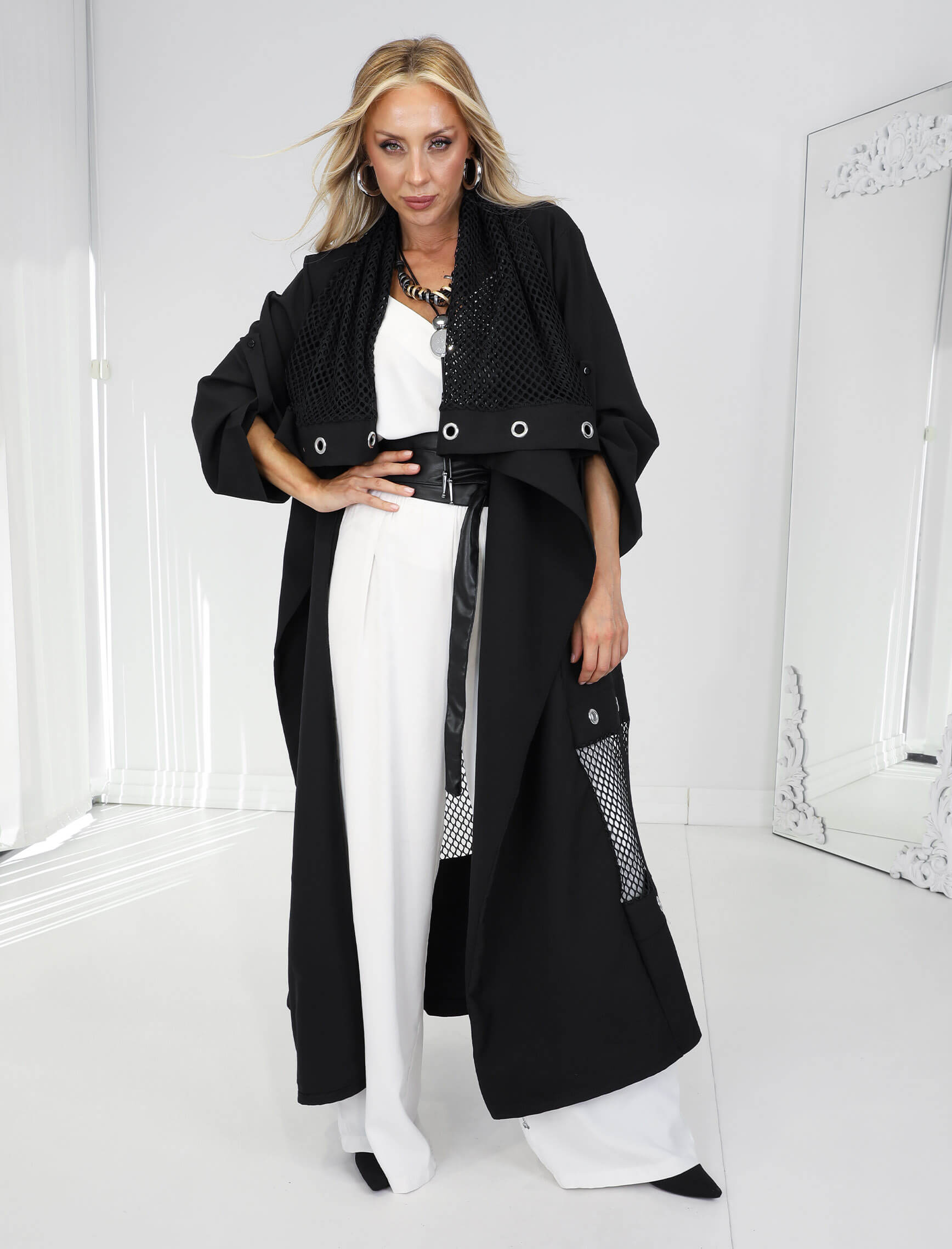 Kuş Gözü Tasarım Olive Trench - Görsel 4