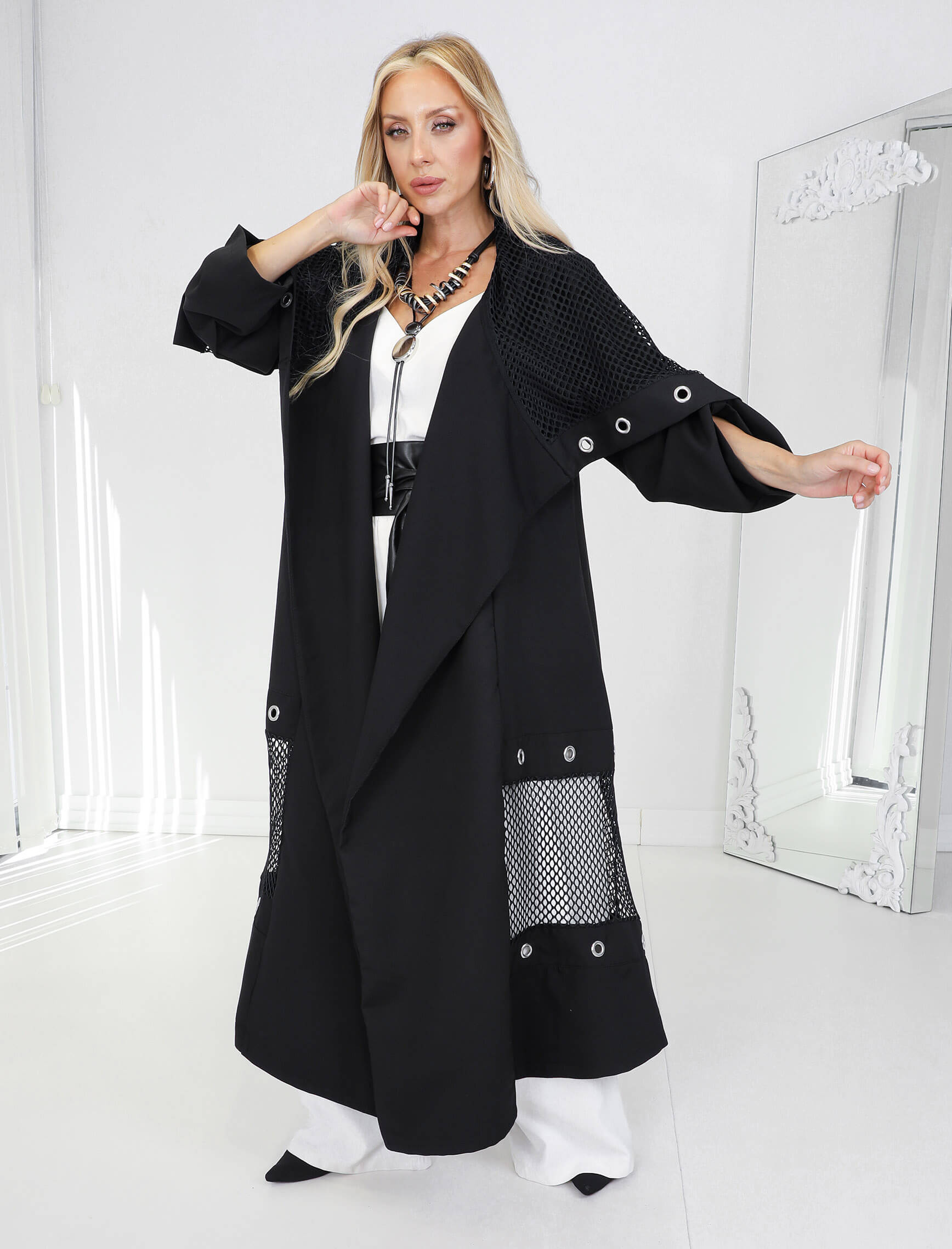 Kuş Gözü Tasarım Olive Trench - Görsel 2