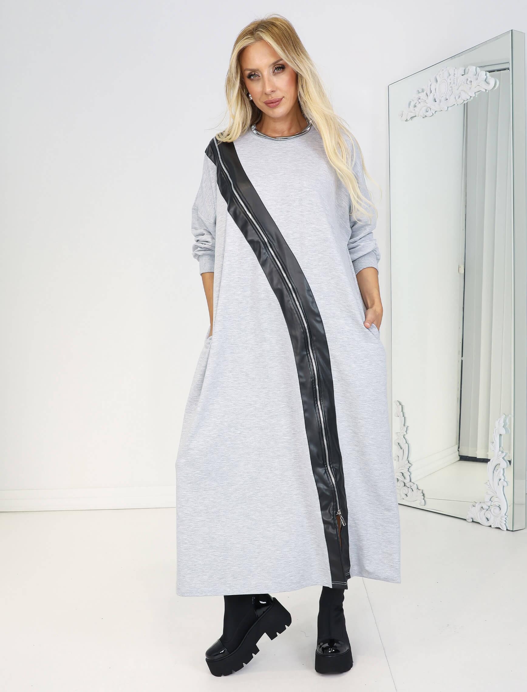 Gri Laderna Sweat Elbise - Görsel 6