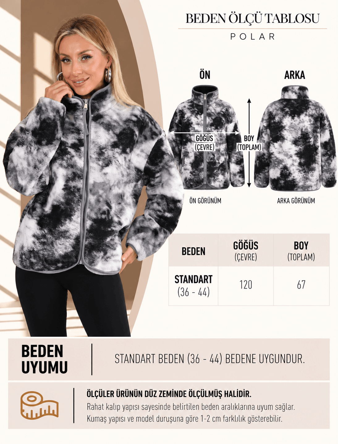 Siyah Beyaz Happy Peluş Bomber - Görsel 6