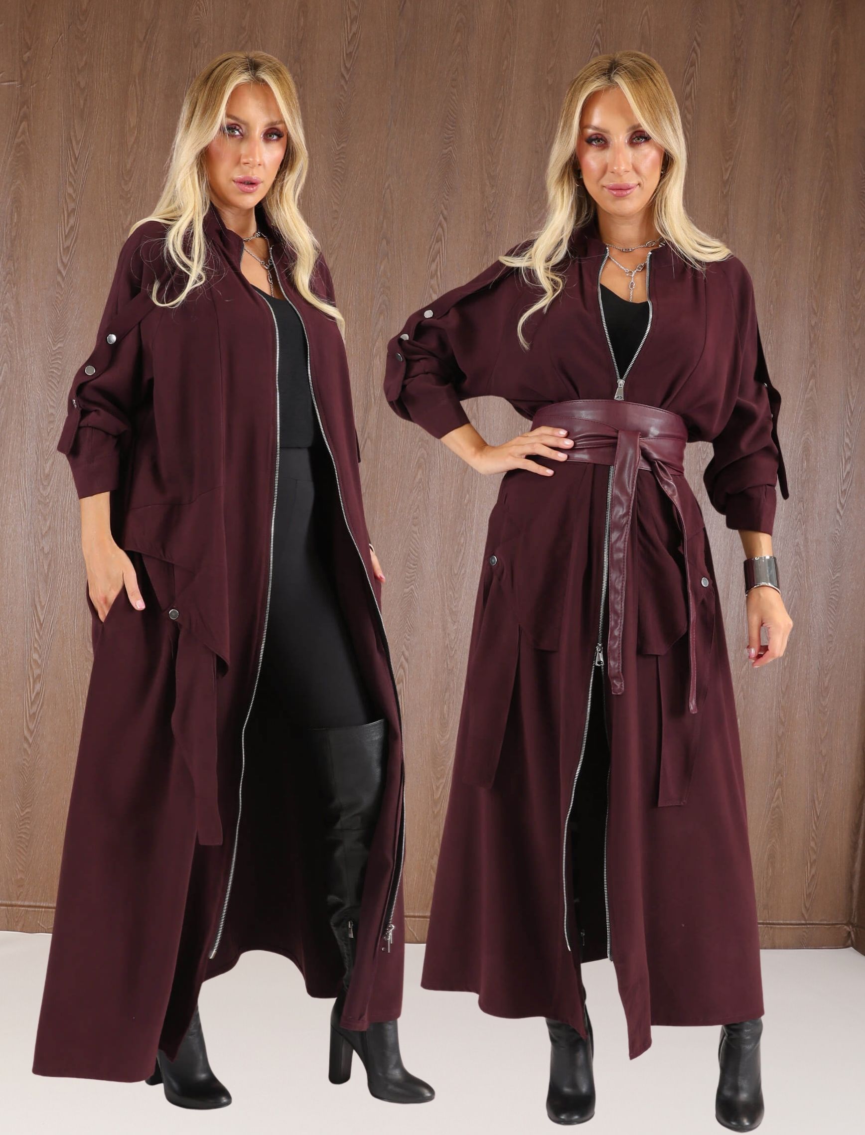 Bordo Greyo Tasarım Trench - Elbise