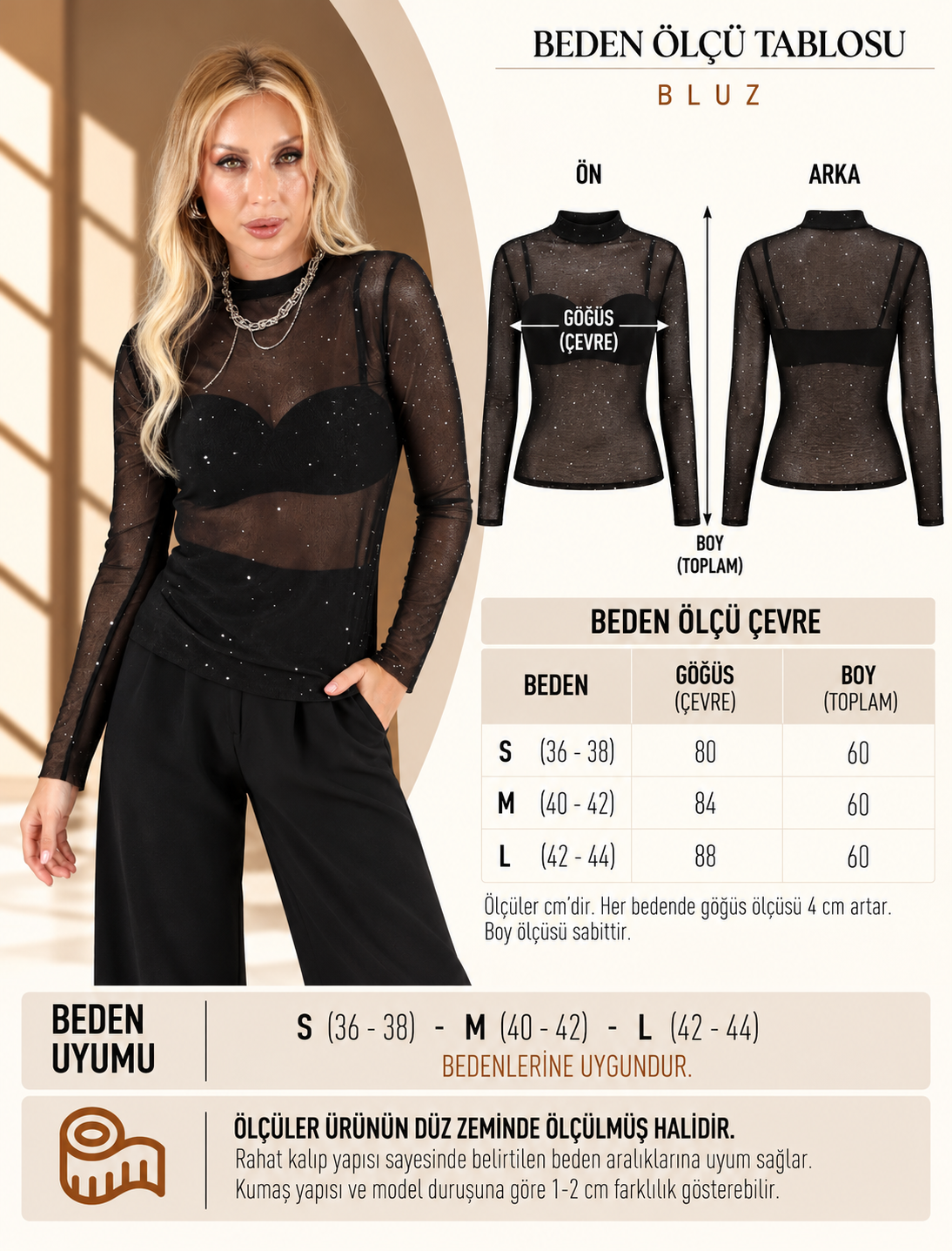 Siyah Gümüş Sim Star Bluz - Görsel 5