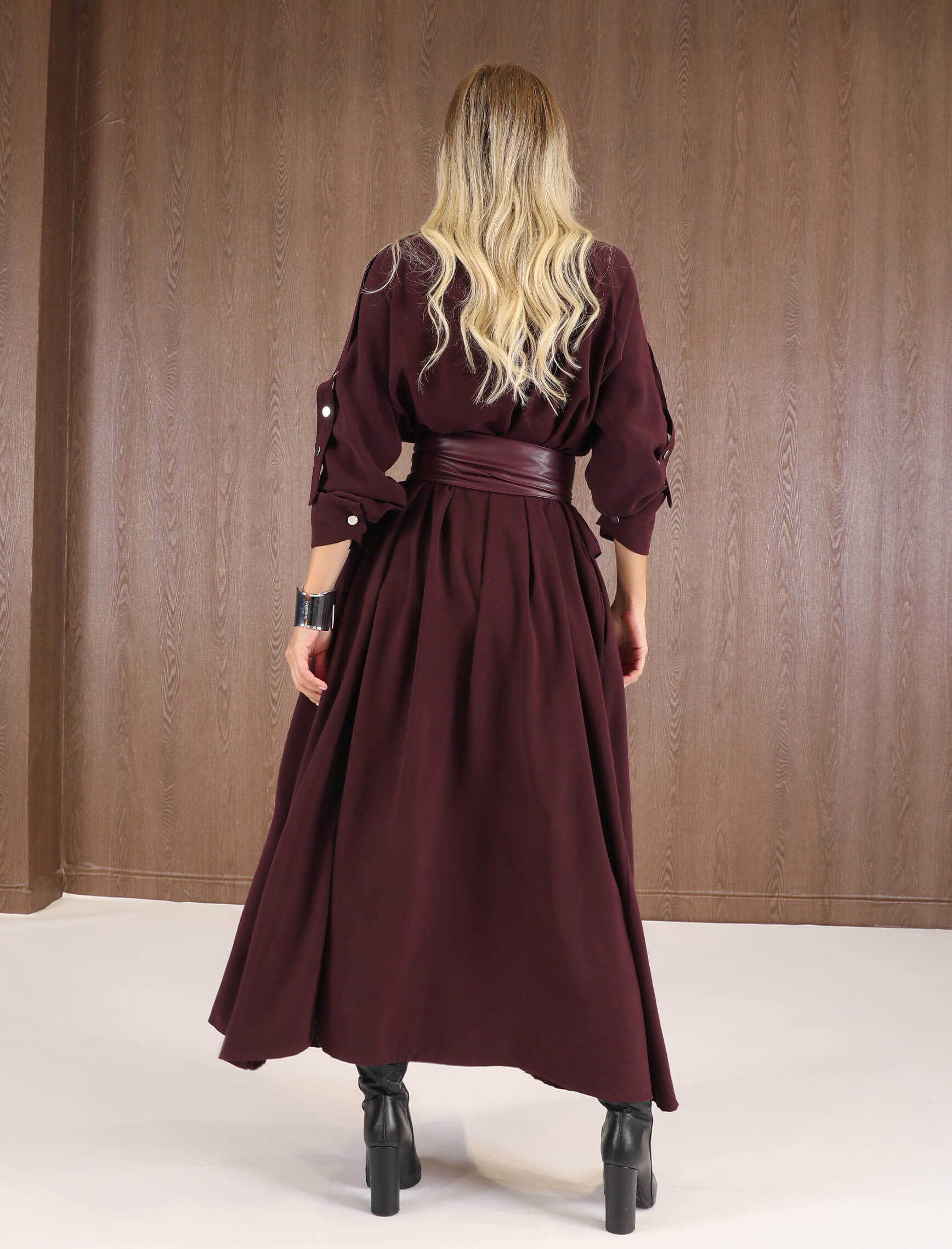 Bordo Greyo Tasarım Trench - Elbise - Görsel 6