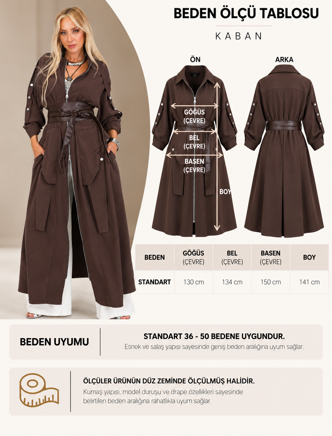 Kahve Greyo Tasarım Trench - Elbise - Görsel 9