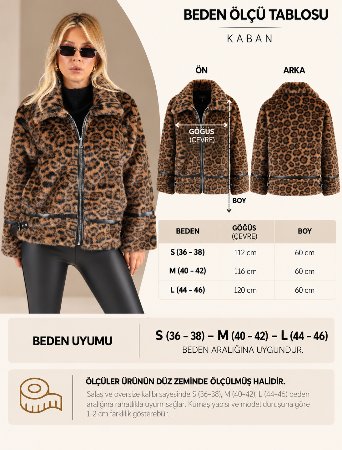 Leopar Desen Kürklü Mont - Görsel 7