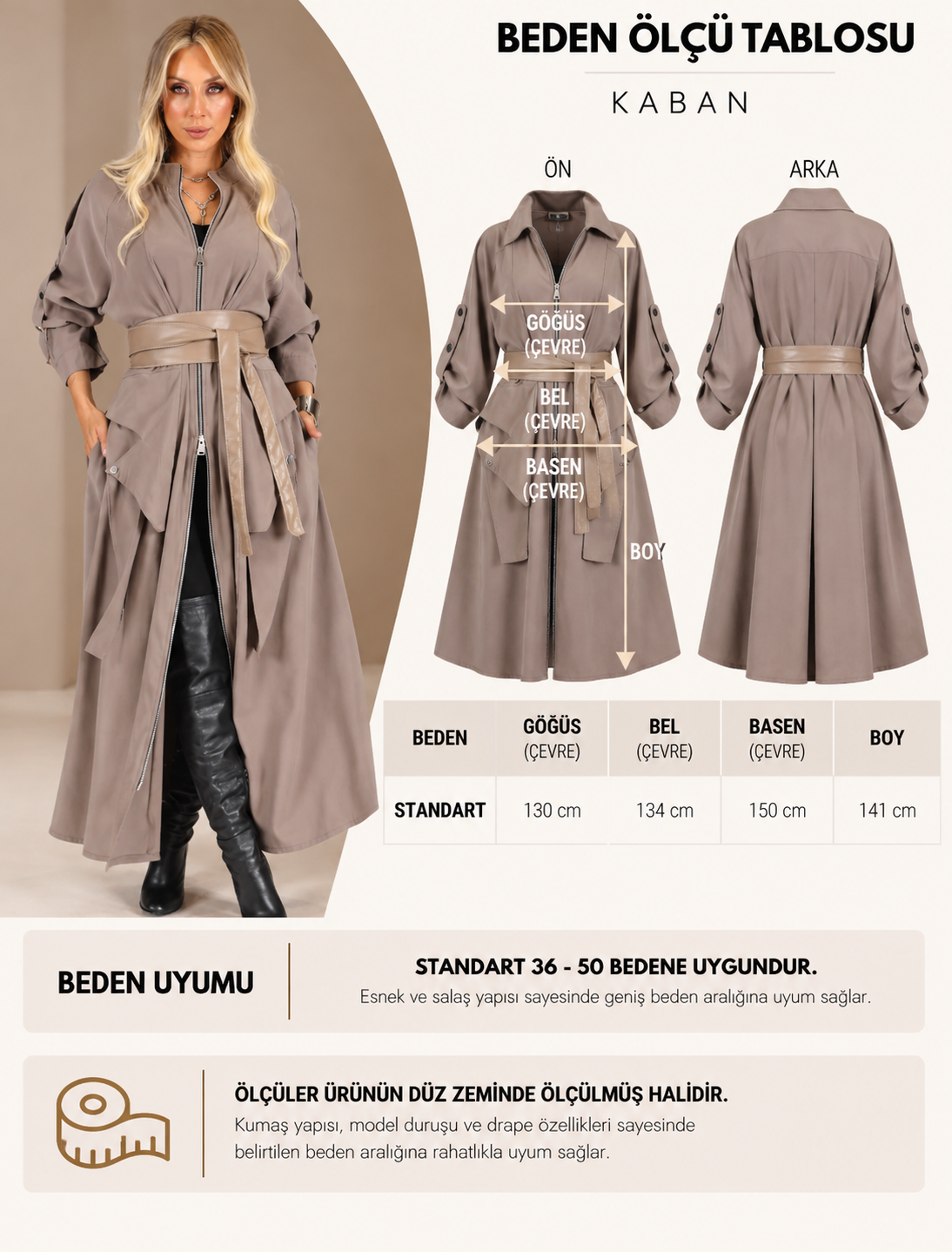 Vizon Greyo Tasarım Trench - Elbise - Görsel 7