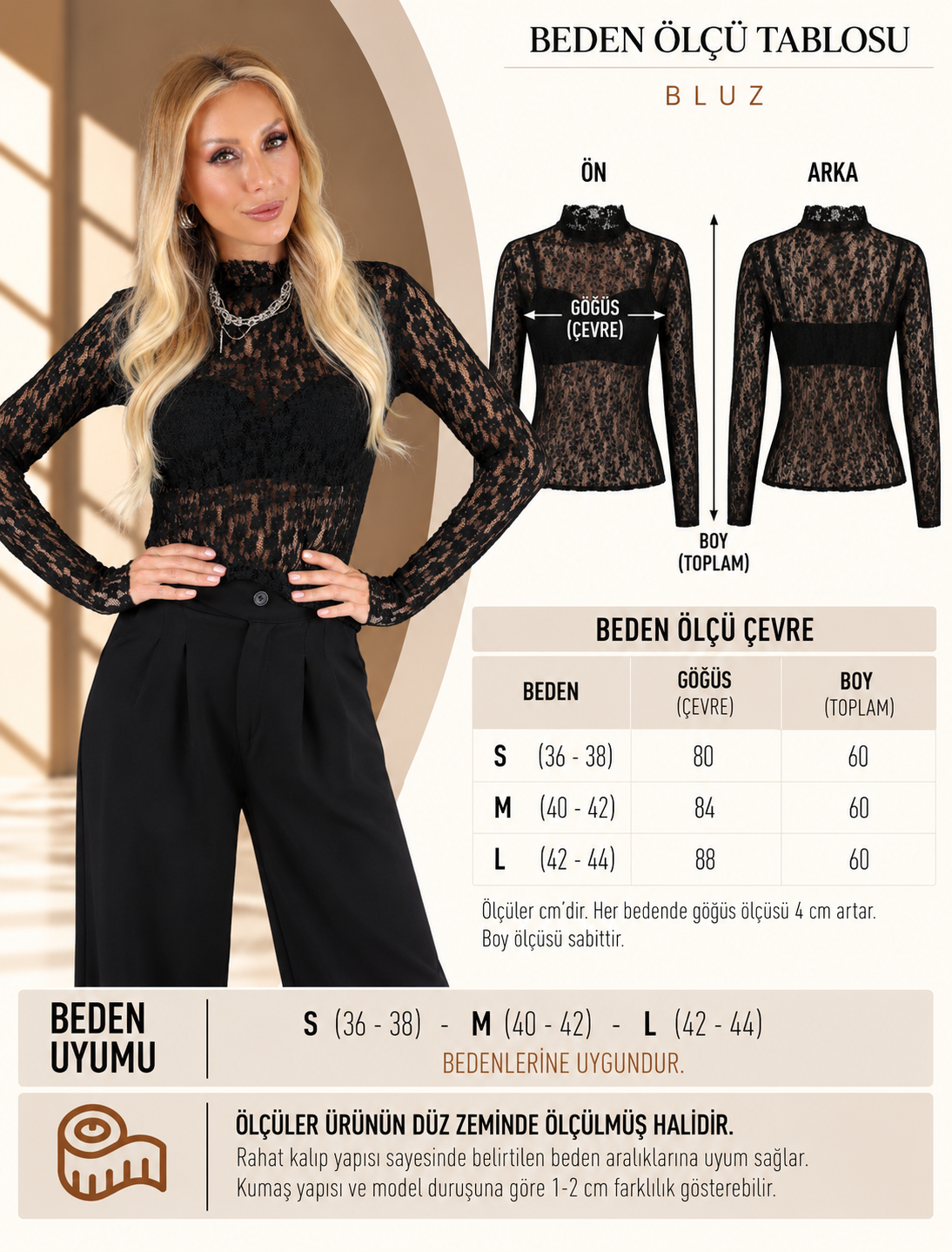 Siyah Dantel Star Bluz - Görsel 6
